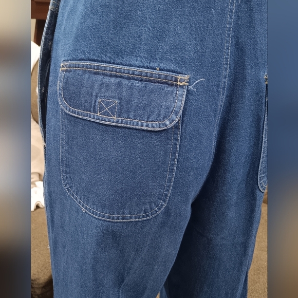 90's Women’s Blue Denim Jean Overalls Sz S Farmer Country Timeless Basic Classic - Picture 10 of 12